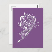 White Butterfly Tattoo Lila Postkarte (Vorne/Hinten)