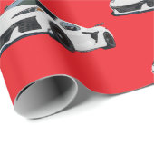 White C8 Corvette Sportwagen Handgezeichnet Geschenkpapier (Rolleneckpunkt)