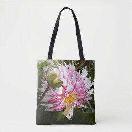 White Cabbage Schmetterling auf Pink Dahlia Floral Tasche
