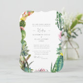 White Cactus Elegant Bride Parents Bracket Einladung (Stehend Vorderseite)