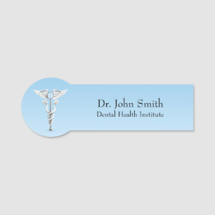 White Caduceus Dental Mirror Toothbrush Medical Namensschild