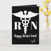 White Caduceus Happy Nurses Week Karte (Gelbe Blume)