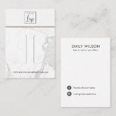 WHITE CALACATTA MARBLE TEXTURE HAARE CLIP DISPLAY VISITENKARTE (Vorne/Hinten)