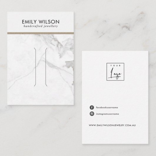 WHITE CALACATTA MARBTE TEXTURAIR CLIP DISPLAY CARD VISITENKARTE (Vorne/Hinten)