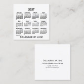 White Calendar by Janz Square Business Card 2027 Quadratische Visitenkarte (Vorne/Hinten)