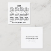 White Calendar by Janz Square Business Card 2028 Quadratische Visitenkarte (Vorne/Hinten)