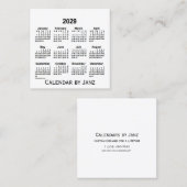 White Calendar by Janz Square Business Card 2029 Quadratische Visitenkarte (Vorne/Hinten)