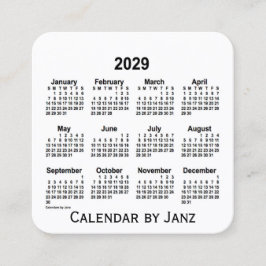 White Calendar by Janz Square Business Card 2029 Quadratische Visitenkarte