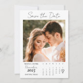 White Calendar Couple Two Foto Wedding Save The Date (Vorderseite)