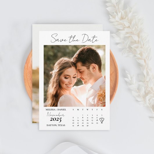 White Calendar Couple Two Foto Wedding Save The Date