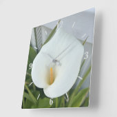 White Calla Blume Gartengarten Foto Quadratische Wanduhr (Winkel)