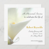 White Calla Floral Memorial Service Einladung (Vorne/Hinten)