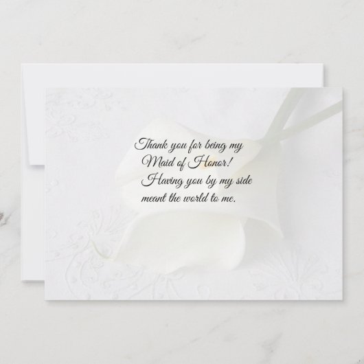 White calla lickt auf Leinen dank Trauzeugin Ankündigung (Rückseite)