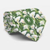 White Calla Lilien Floral Krawatte (Gerollt)