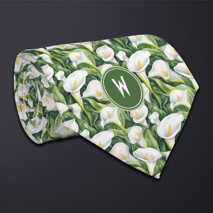 White Calla Lilien Floral Krawatte