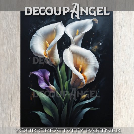 White Calla Lilies Decoupage Seidenpapier