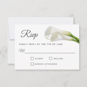 White Calla Lilies Floral Wedding RSVP Karte