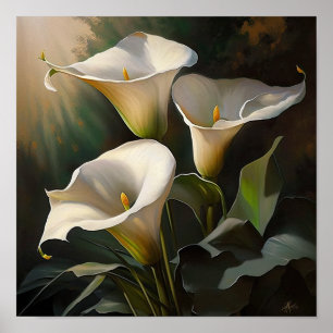 White Calla Lilies Lily Blume Art Print Poster