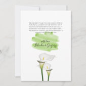White Calla Lilies Watercolor Wedding Dankeskarte (Vorderseite)