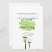 White Calla Lilies Watercolor Wedding Dankeskarte (Vorne/Hinten)