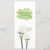 White Calla Lilies Watercolor Wedding Menükarte (Rückseite)