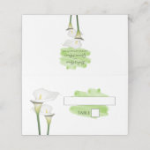 White Calla Lilies Watercolor Wedding Platzkarte (Außenseite Aufgefaltet)