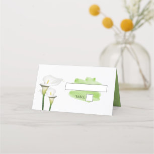 White Calla Lilies Watercolor Wedding Platzkarte