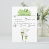 White Calla Lilies Watercolor Wedding RSVP Cards (Stehend Vorderseite)