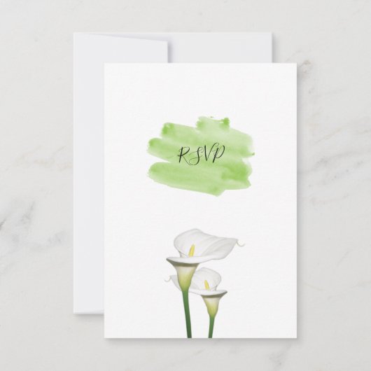 White Calla Lilies Watercolor Wedding RSVP Cards (Rückseite)