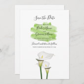 White Calla Lilies Watercolor Wedding Save The Date (Vorne/Hinten)