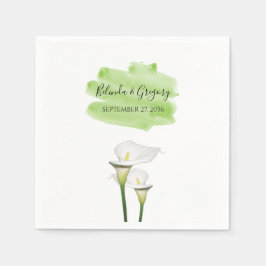White Calla Lilies Watercolor Wedding Serviette