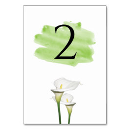 White Calla Lilies Watercolor Wedding Tischnummer