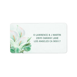 White Calla Lilly Elegante Watercolor Adressaufkleber