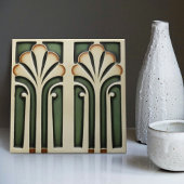 White Calla Lily Abstrakt im Stil der Mitte des Ja Fliese