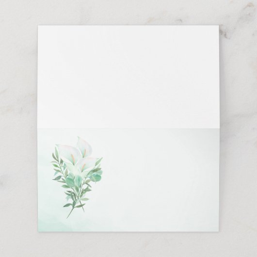 White Calla Lily Blank Platzkarten (Außenseite Aufgefaltet)