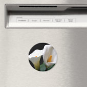 White Calla Lily Blume Round Magnet (In Situ (Geschirrspüler))