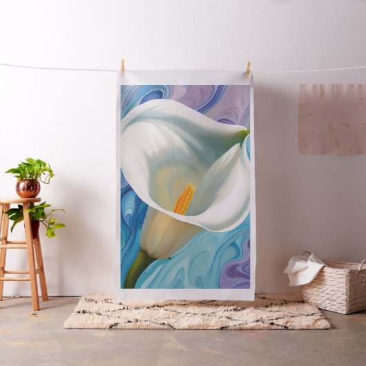 White Calla Lily Cheater Quilt Panel Stoff (Beispiel)