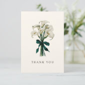 White Calla Lily Elegantes Hochzeitssemble Brautpa Dankeskarte (Stehend Vorderseite)