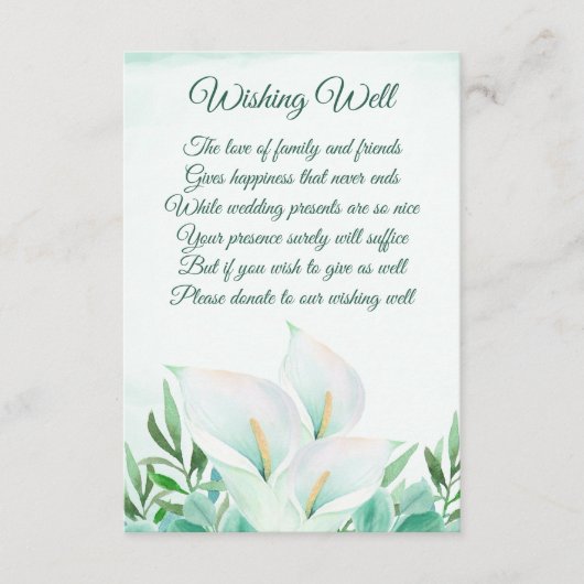 White Calla Lily Floral Hochzeitskarten Begleitkarte (Vorderseite)