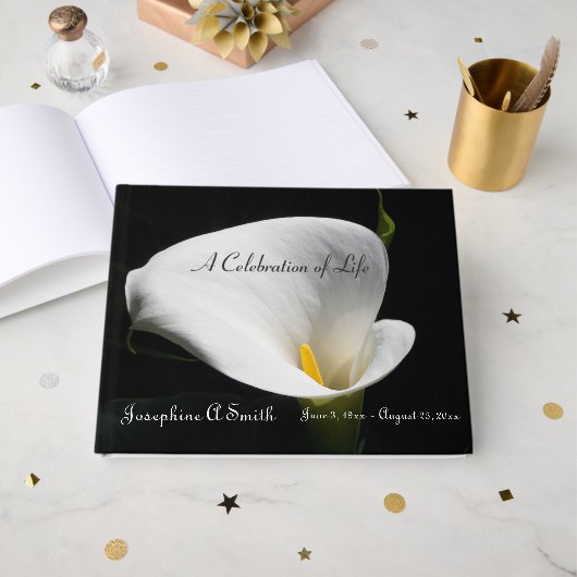 White Calla Lily Floral Memorial Service Gästebuch (Vorderseite Offen)