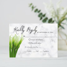 White Calla Lily Florals Wedding RSVP Card