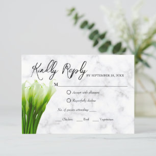 White Calla Lily Florals Wedding RSVP Card Karte