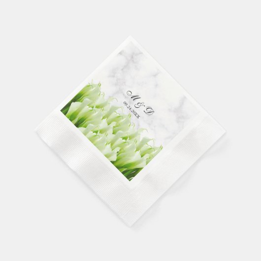 White Calla Lily Florals Wedding Serviette (Ecke)