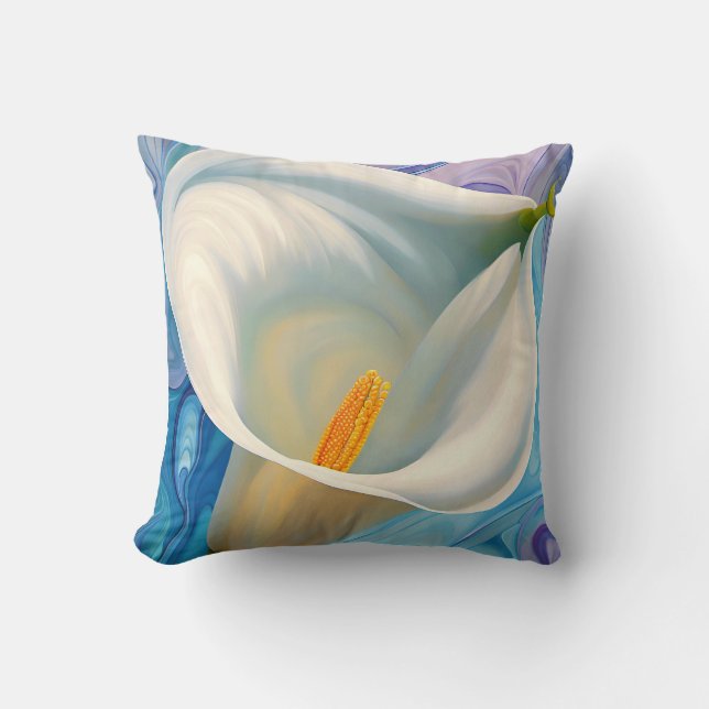 White Calla Lily im Stil von Georgia O'Keeffe Kissen (Vorderseite)