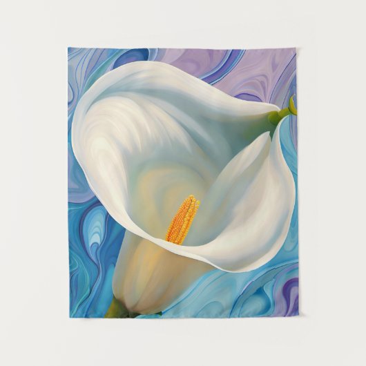 White Calla Lily im Stil von Georgia O'Keeffe Wandteppich (Vorderseite)