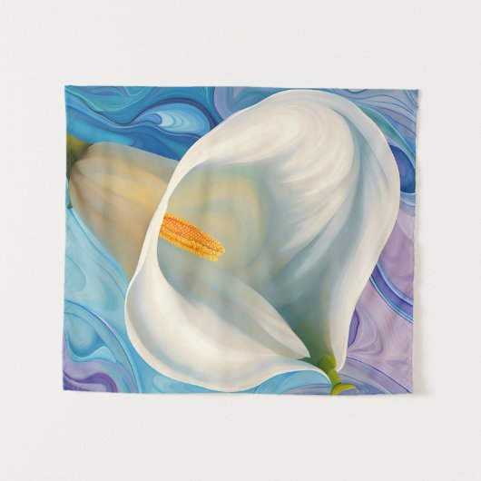White Calla Lily im Stil von Georgia O'Keeffe Wandteppich (Vorderseite (Horizontal))