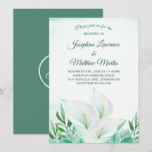 White Calla Lily Monogram Wedding Einladungen