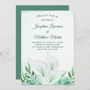 White Calla Lily Monogram Wedding Einladungen