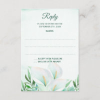 White Calla Lily Monogram Wedding Reply Cards