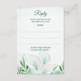 White Calla Lily Monogram Wedding Reply Cards RSVP Karte